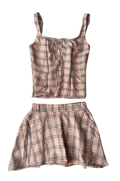 Amelie Set in Plaid Pink XS-S