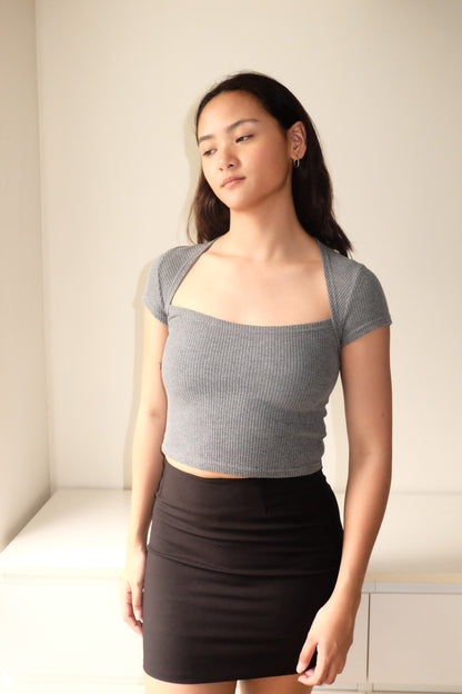 T19 Vintage Cotton Gray Sleeve Top