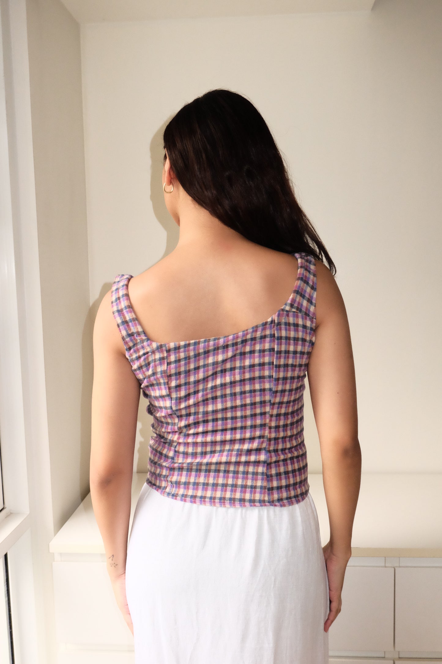 Amelie Top in Purple Plaid S-M