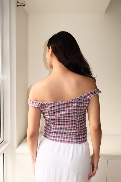 Amelie Top in Purple Plaid S-M