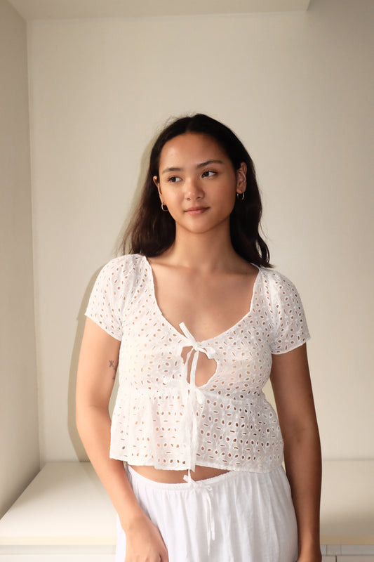 Laini Top in White Eyelet (XS-L)