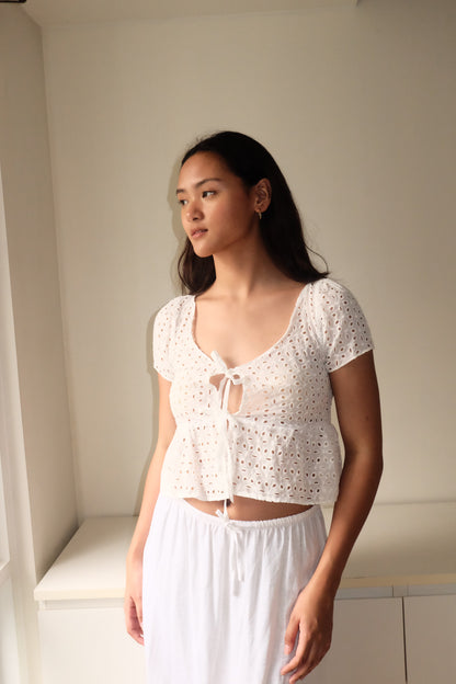 Laini Top in White Eyelet (XS-L)