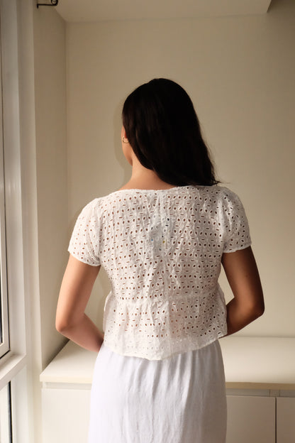 Laini Top in White Eyelet (XS-L)