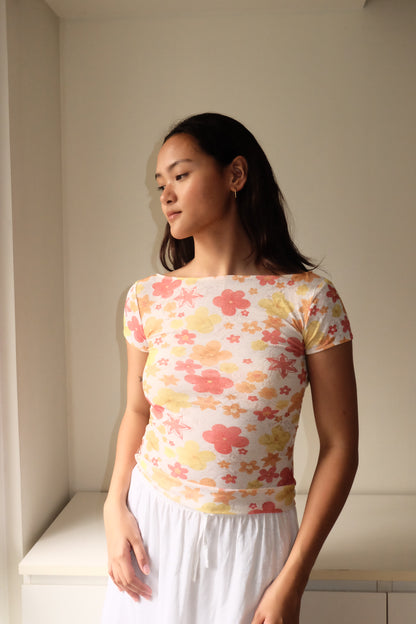 Joan Top in Yellow Floral XS-S