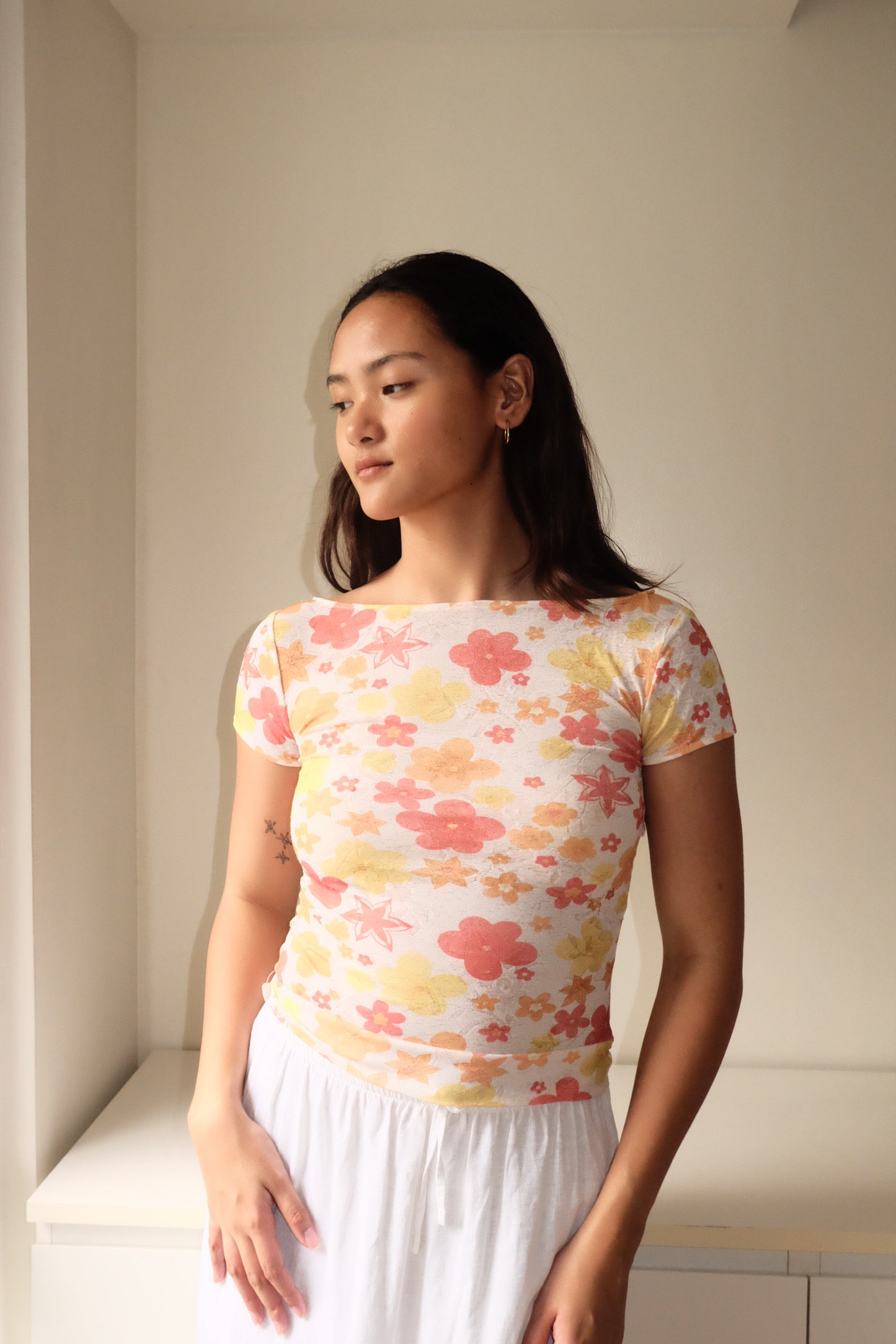 Joan Top in Yellow Floral XS-S