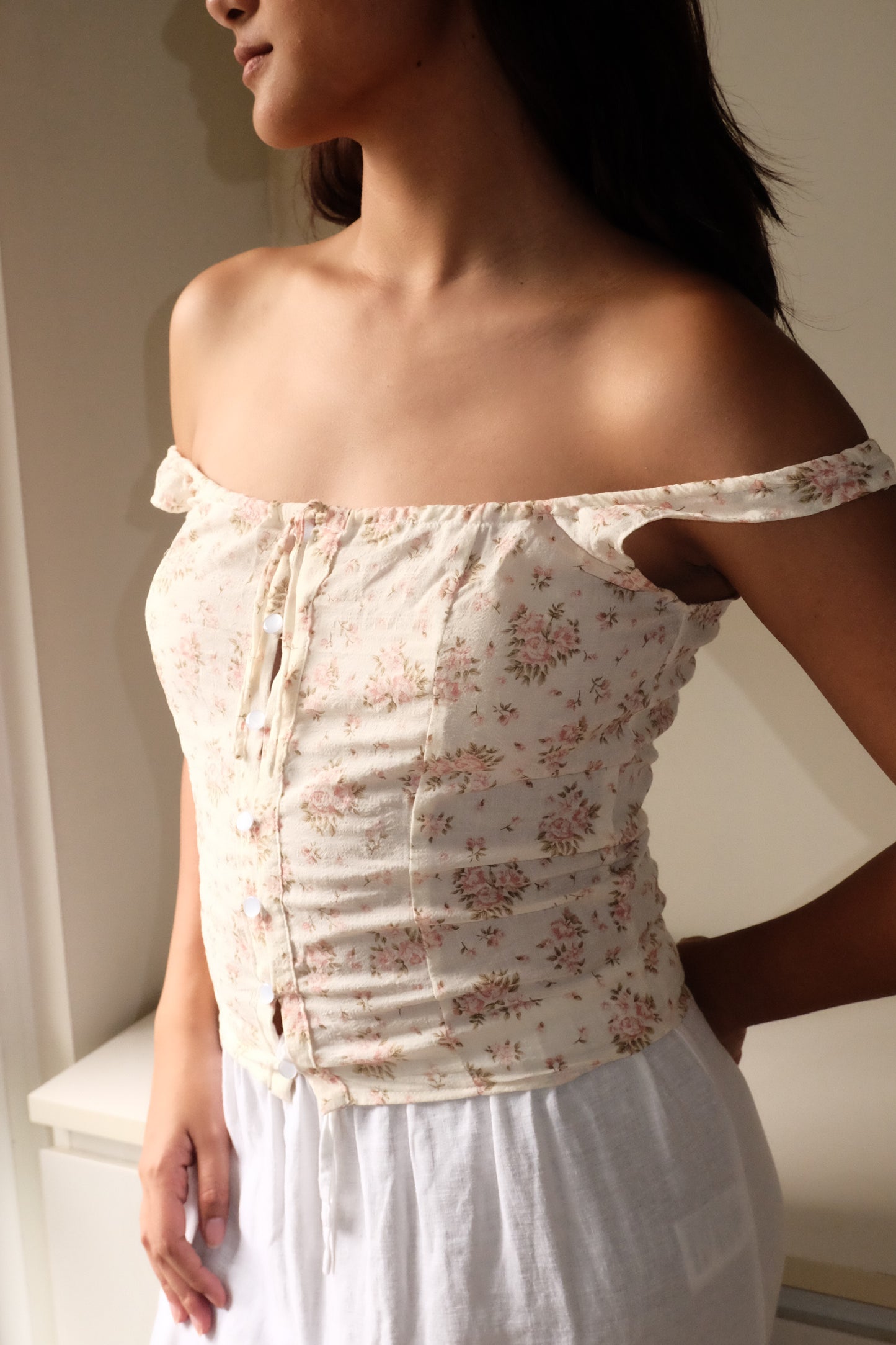 Amelie Top in Pink Roses (XS-L)