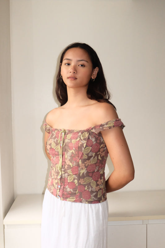 Amelie Top in Vintage Roses S