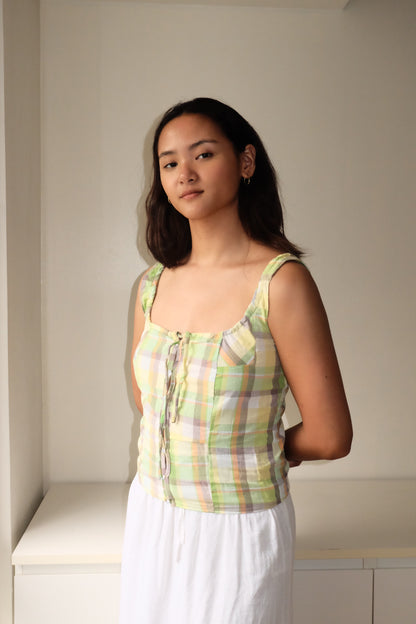 Amelie Top in Plaid Green M-L