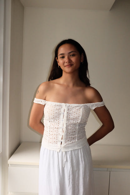 Amelie Top in White Eyelet (XS-L)