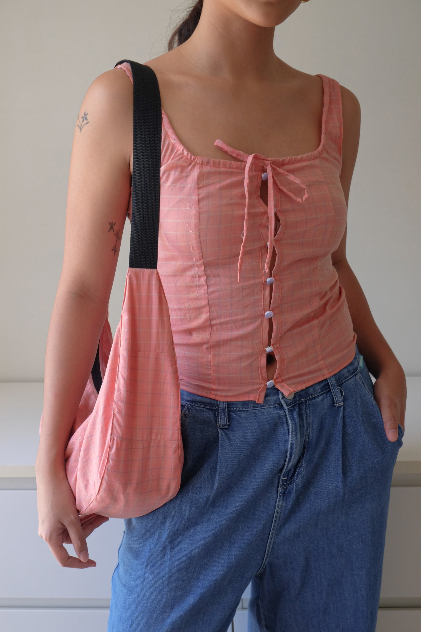 Amelie Top and Bag in Plaid Orange S-M