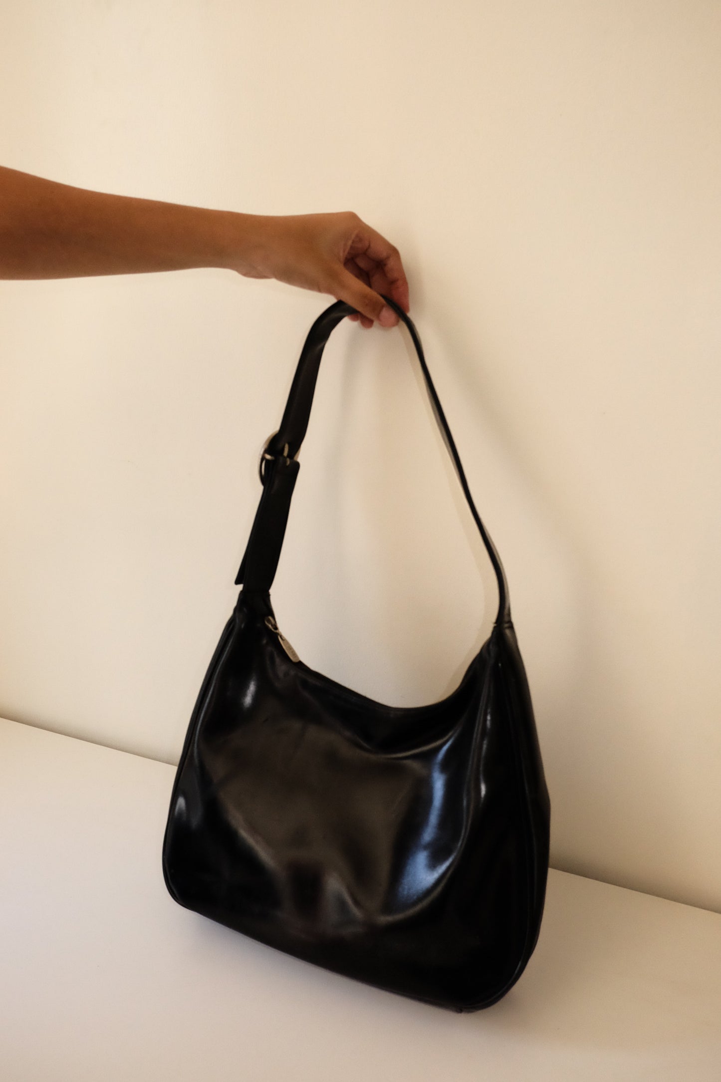 S05 Vintage Esprit Genuine Leather Black Shoulder Bag