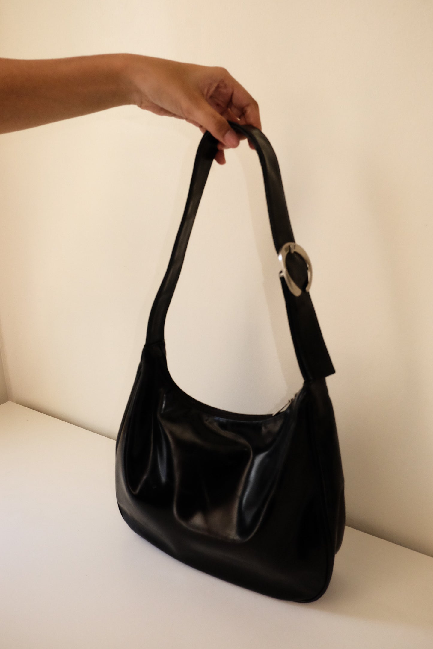 S05 Vintage Esprit Genuine Leather Black Shoulder Bag