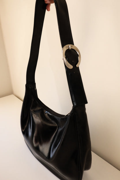 S05 Vintage Esprit Genuine Leather Black Shoulder Bag