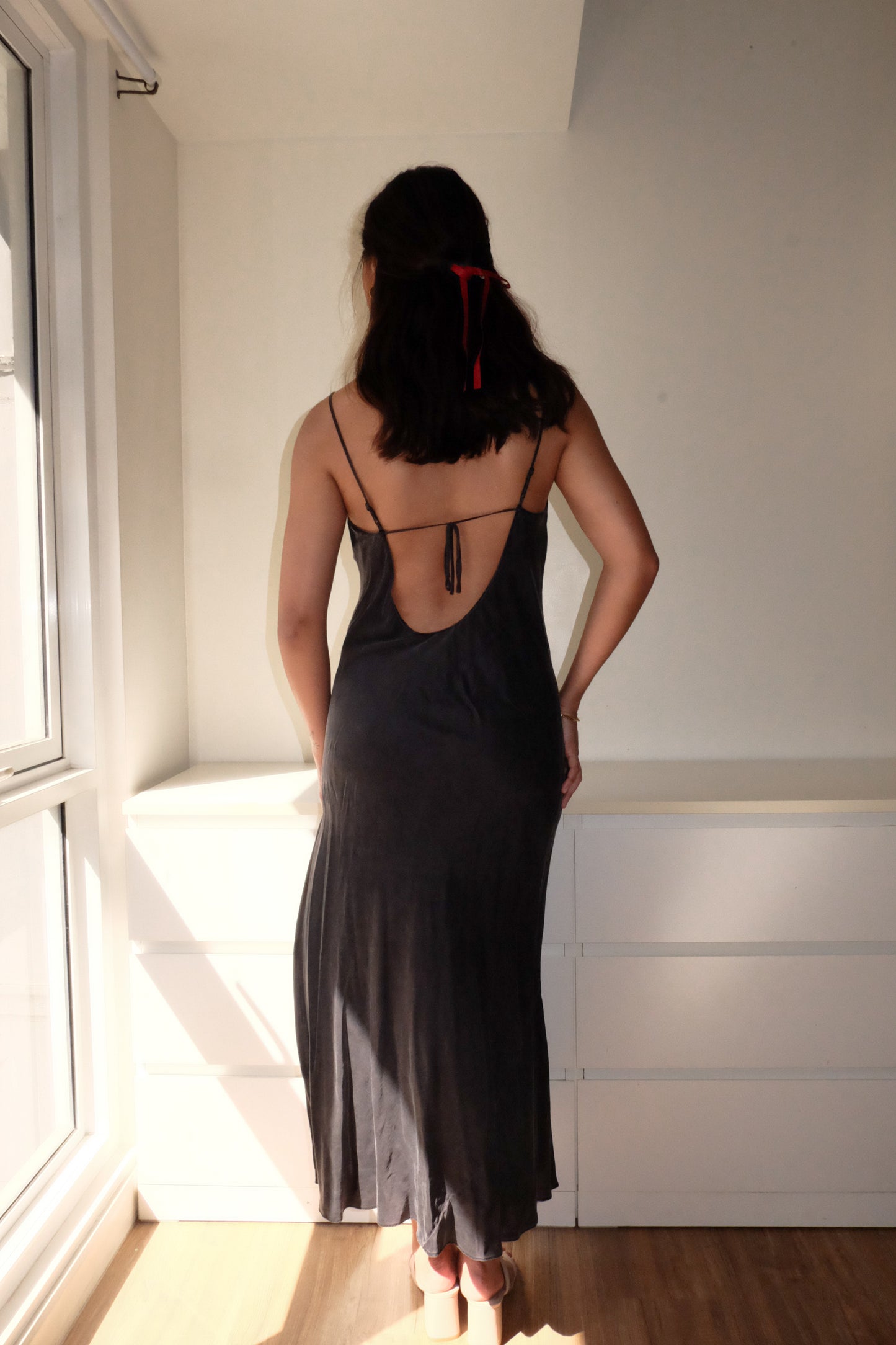 D8 Vintage Victoria’s Secret 100% Silk Black Backless Dress