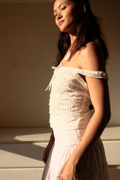 Amelie Top in White Eyelet (XS-L)