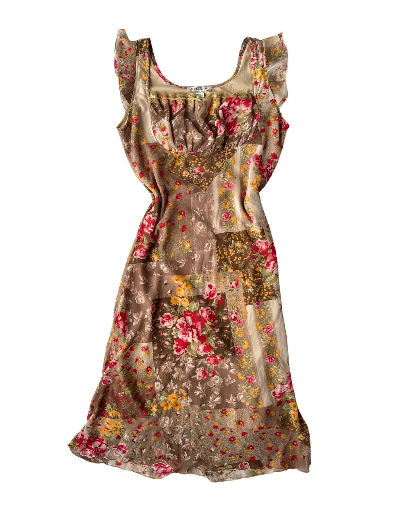 D6 Vintage Brown Floral Milkmaid Dress