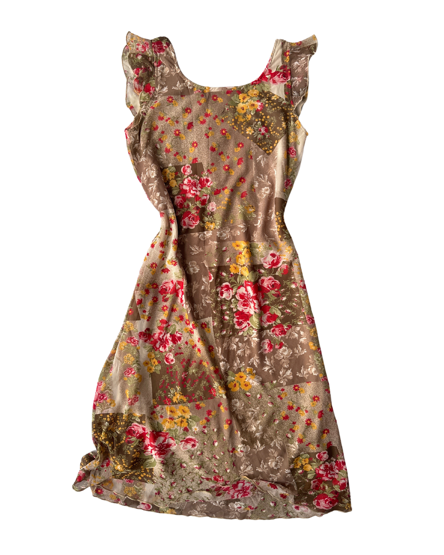 D6 Vintage Brown Floral Milkmaid Dress