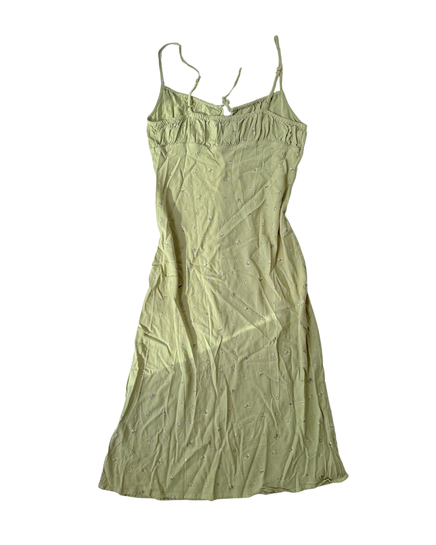 D5 Cotton On Rayon Green Floral Bias Cut Milkmaid Dress