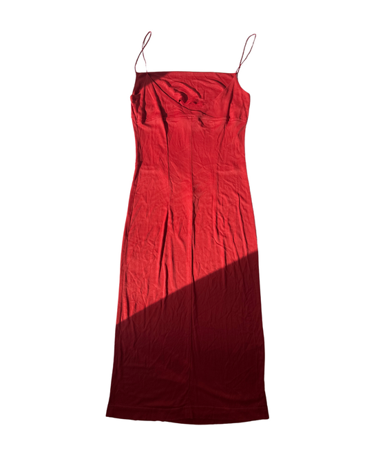 D23 Vintage Maroon Red Double Neckline Cocktail Dress