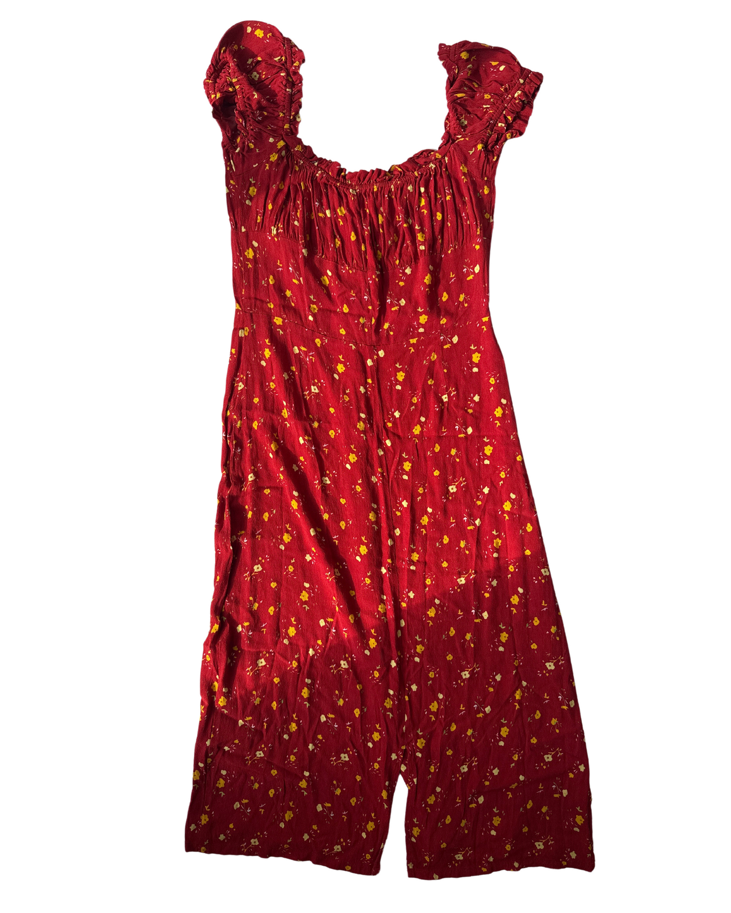 D24 Vintage Red Milkmaid Floral Dress