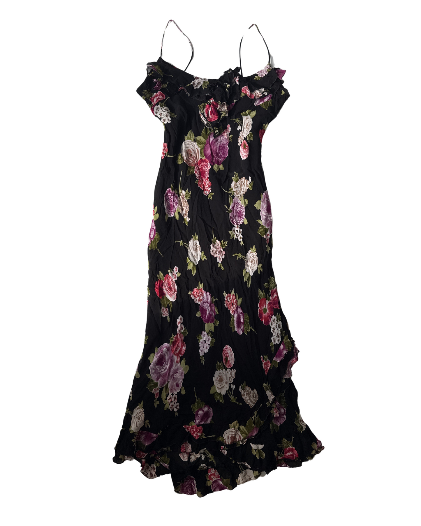 D19 Vintage Dress Barn Viscose Floral Bias Cut Dress