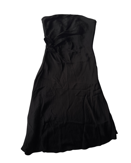 D22 Vintage Banana Republic 100% Silk Black Corset Dress