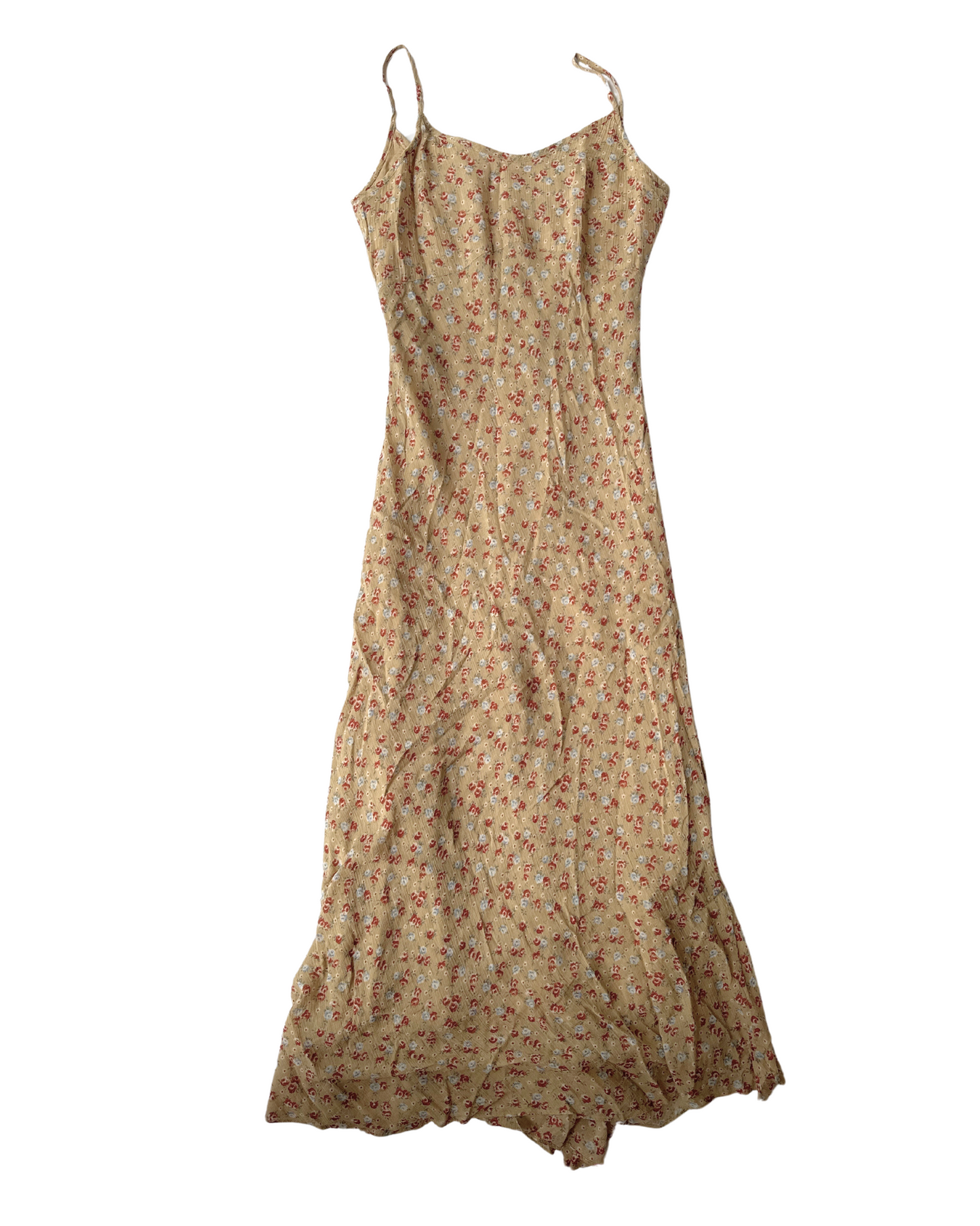 D41 Vintage Downtown 100% Rayon Linen Floral Bias Cut Dress