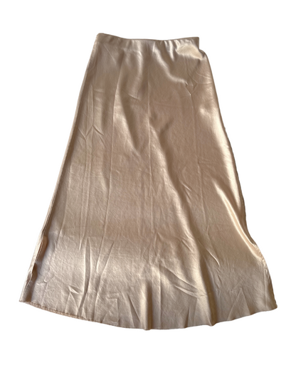 B14 Vintage Gold Champagne Silk Slip Bias Skirt