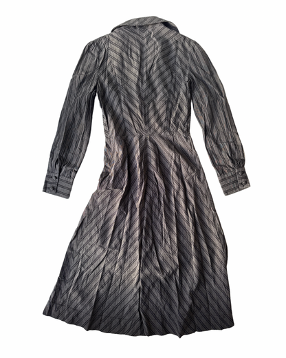 D9 Vintage Gray Pinstripe Office Siren Dress