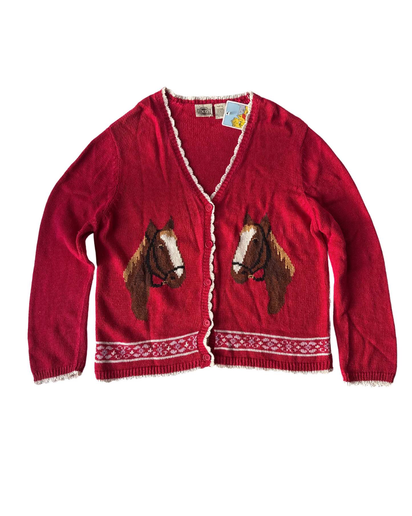 T58 Vintage Tod’s Crochet Knit Horse Cardigan