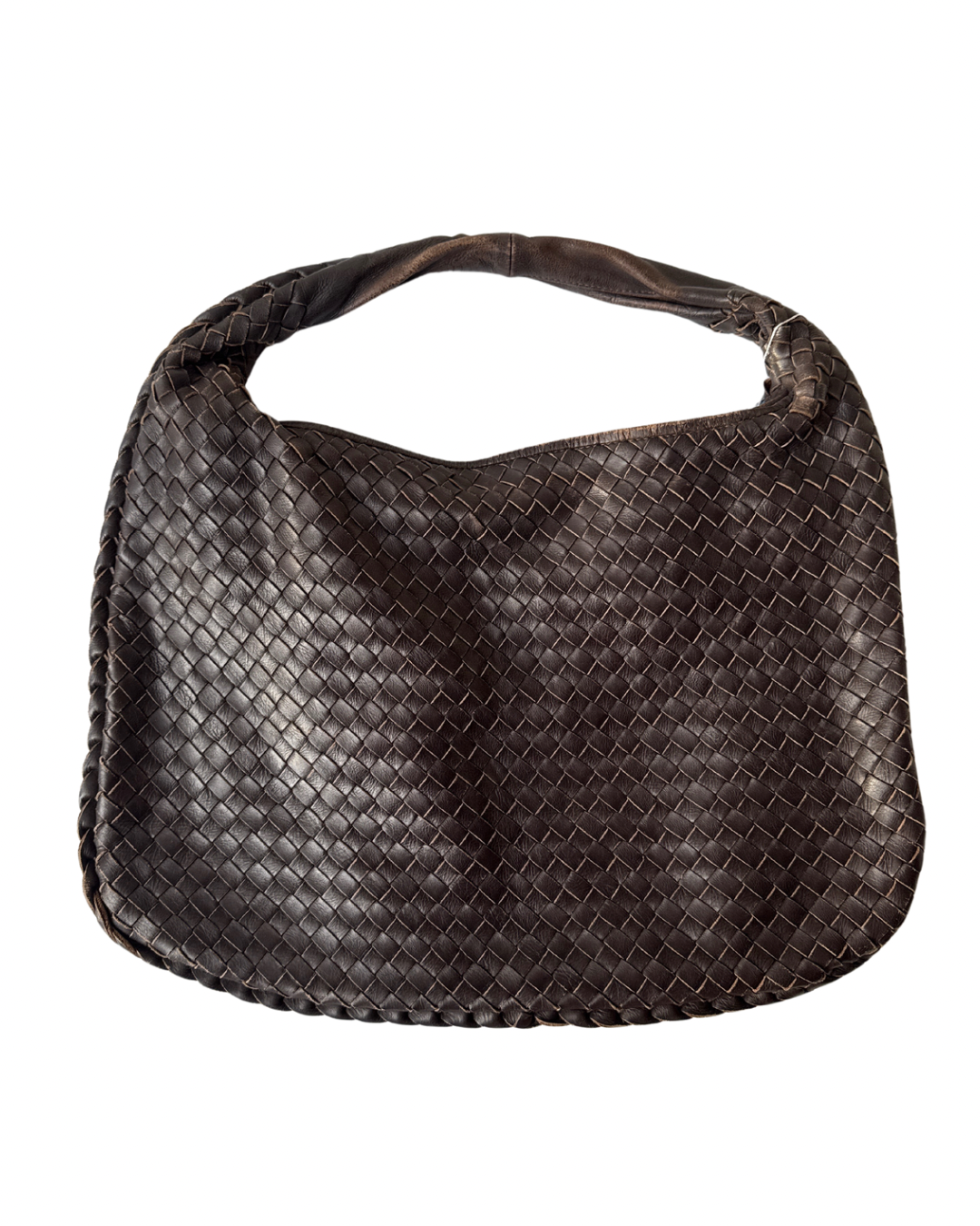 S01 Vintage Brown Genuine Leather Weave Shoulder Bag