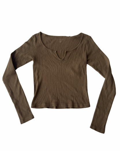 T49 Brandy Melville Brown Knit Long Sleeve Top