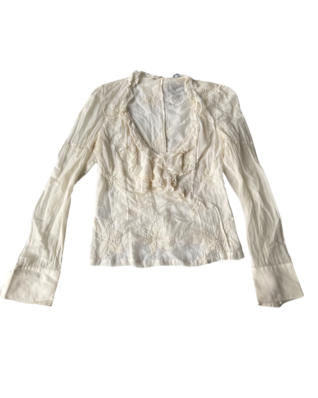 T48 Vintage Cream Beaded Blouse