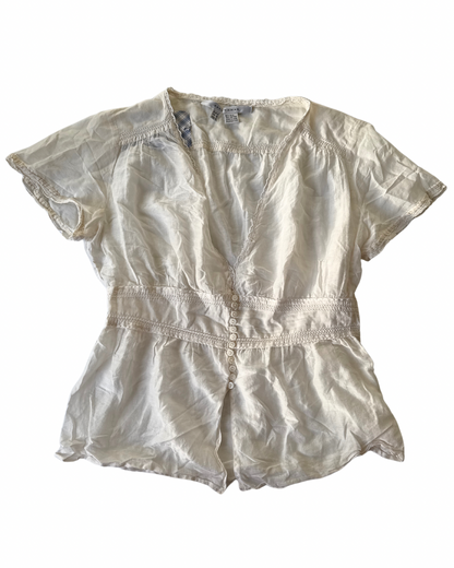 T62 Vintage Zara Woman Cream Cotton Top