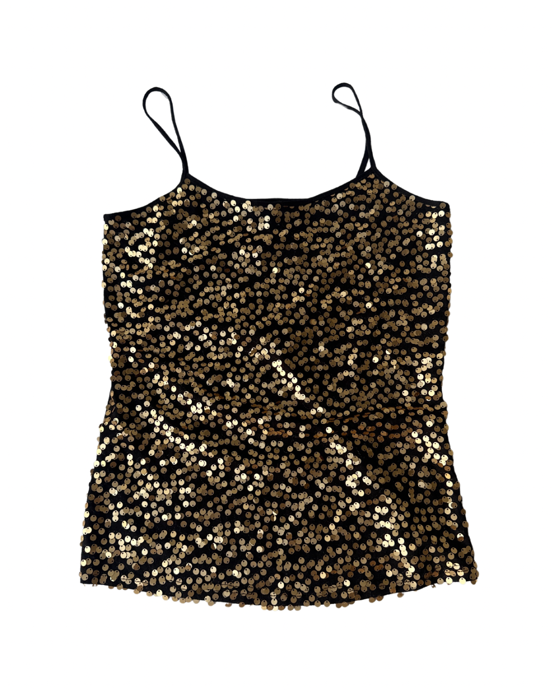 T09 Vintage Sequin Gold Black Top