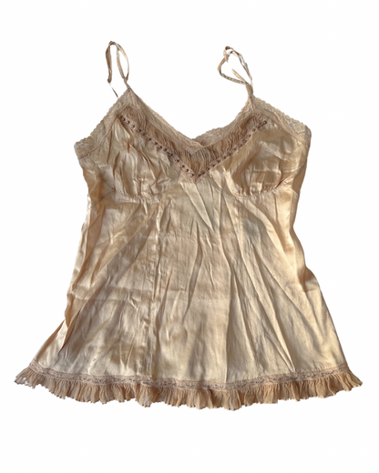 T06 Vintage 100% Silk Champagne Gold Top