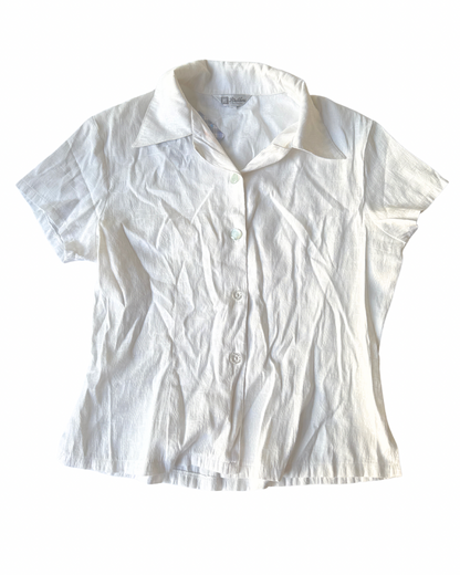 T61 Vintage Cotton Collared Poplin Top