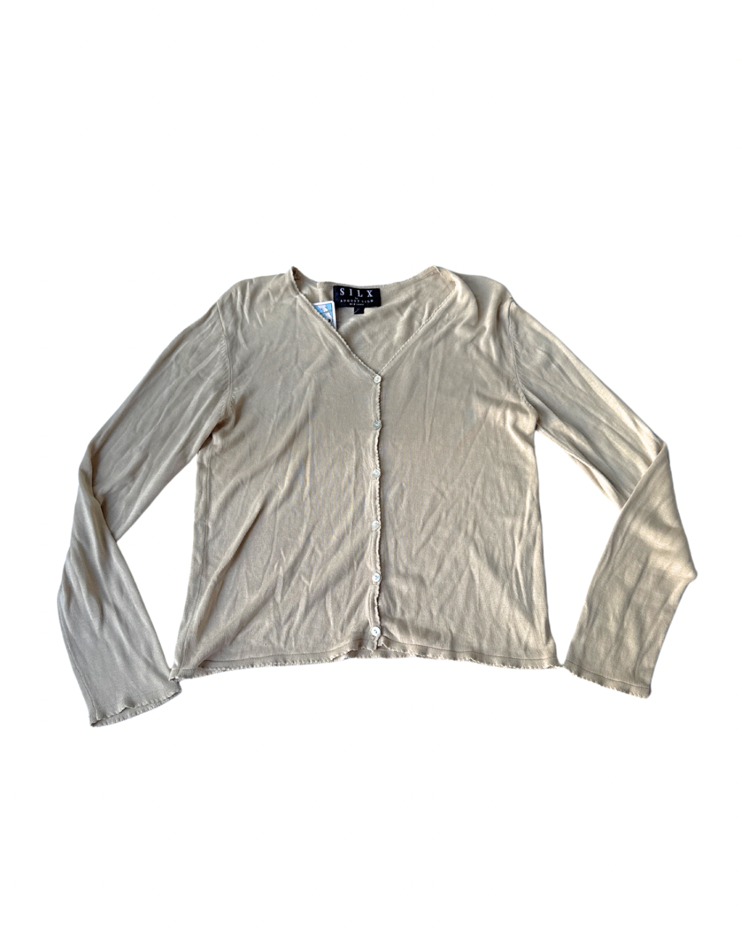 T02 Vintage August Silx 100% Silk Cream Cardigan