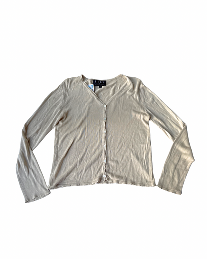 T02 Vintage August Silx 100% Silk Cream Cardigan