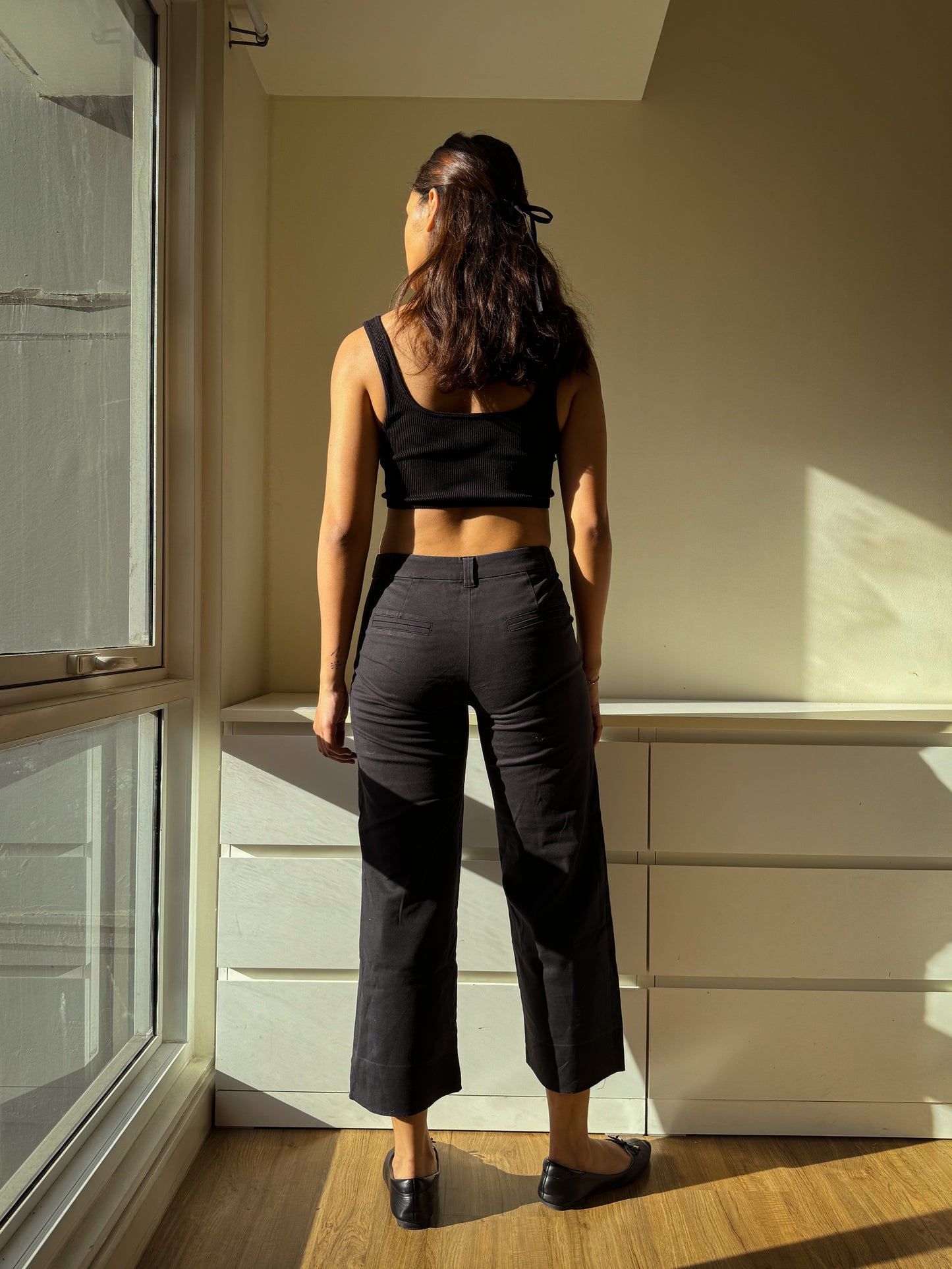 B03 Vintage Black Mid Waist Trousers