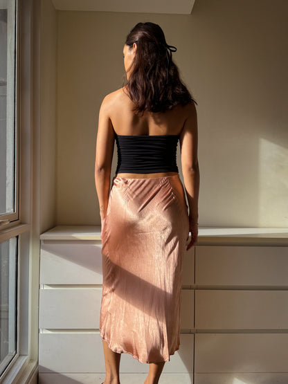 B07 Vintage Pink Silk Bias Cut Skirt